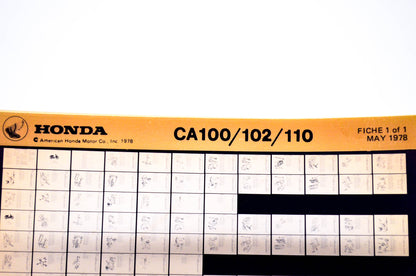 OEM Honda CA100/102/110 1978/May '78 Parts Catalog Microfiche