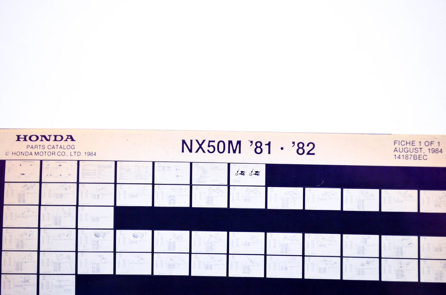 OEM Honda NX50M 1984/August '81 - '82 Parts Catalog Microfiche