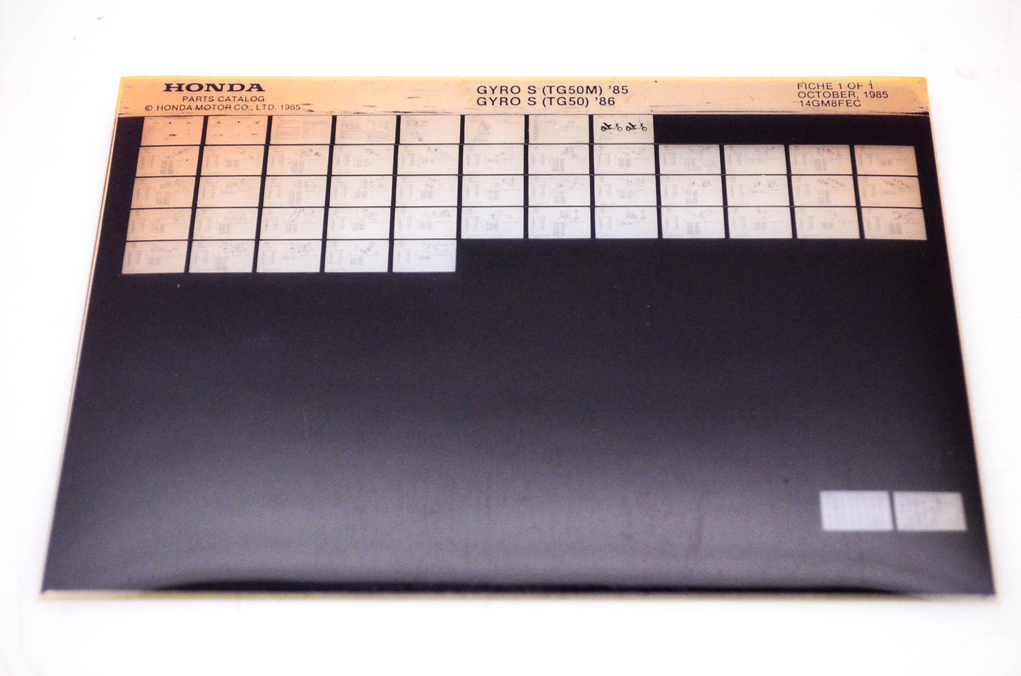 OEM Honda TG50M, TG50 1985/October '85 - '86 Parts Catalog Microfiche