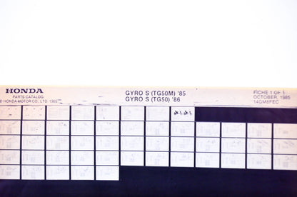 OEM Honda TG50M, TG50 1985/October '85 - '86 Parts Catalog Microfiche