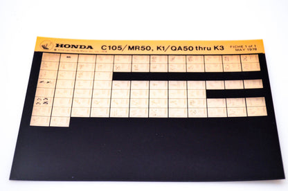 OEM Honda C105/MR50, K1/QA50 - K3 1978/May '78 Parts Catalog Microfiche