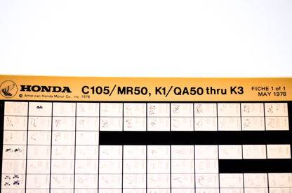 OEM Honda C105/MR50, K1/QA50 - K3 1978/May '78 Parts Catalog Microfiche