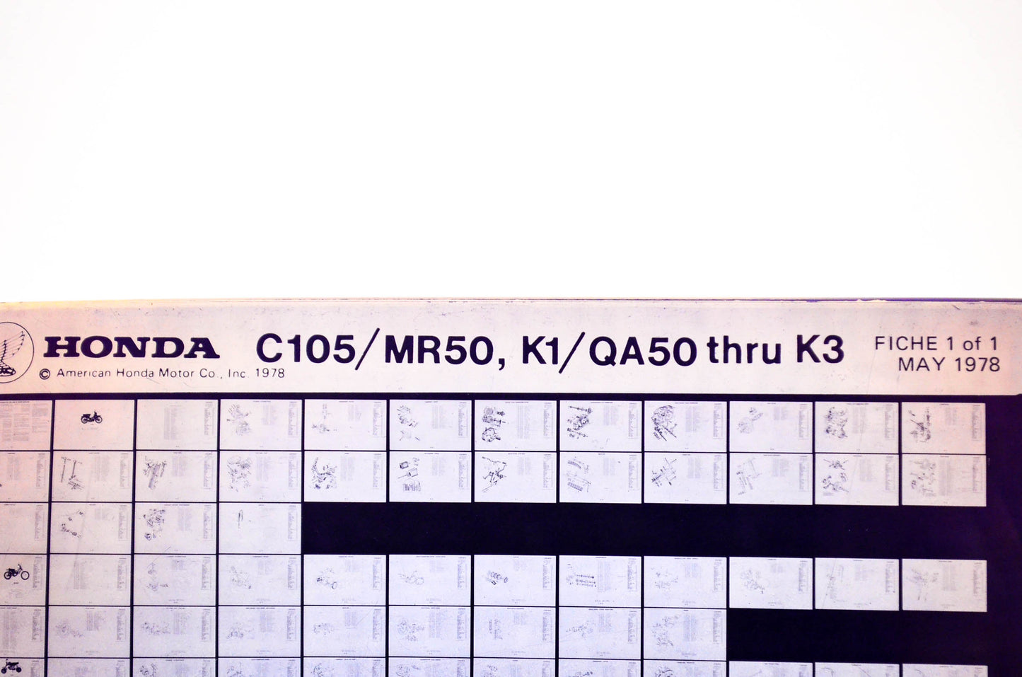 OEM Honda C105/MR50, K1/QA50 - K3 1978/May '78 Parts Catalog Microfiche