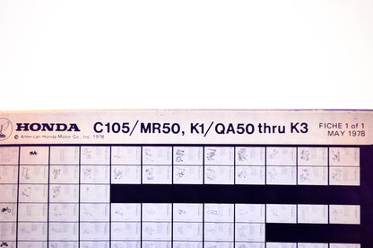 OEM Honda C105/MR50, K1/QA50 - K3 1978/May '78 Parts Catalog Microfiche