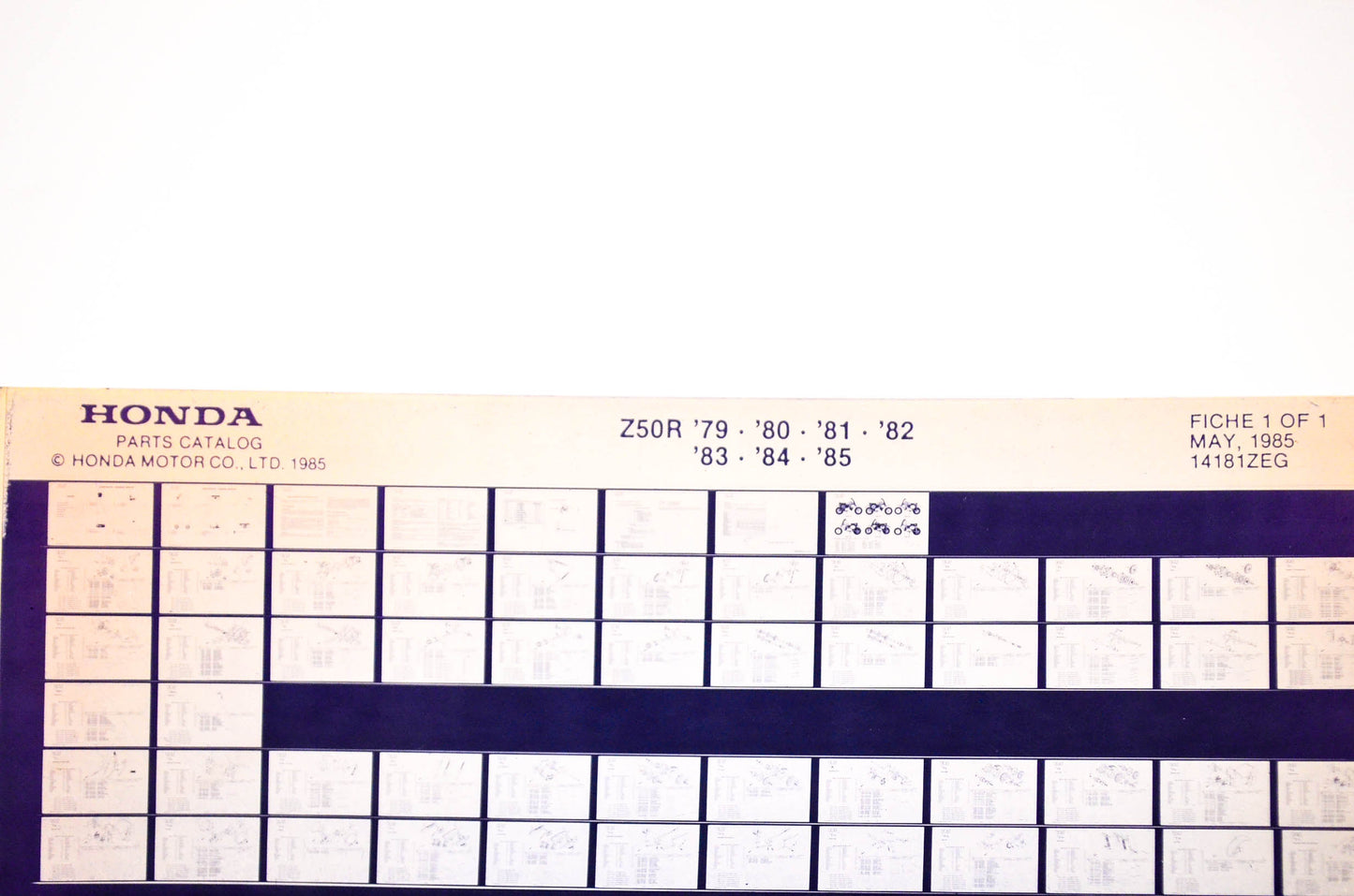 OEM Honda Z50R 1985/May '79 - '85 Parts Catalog Microfiche