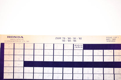 OEM Honda Z50R 1985/May '79 - '85 Parts Catalog Microfiche