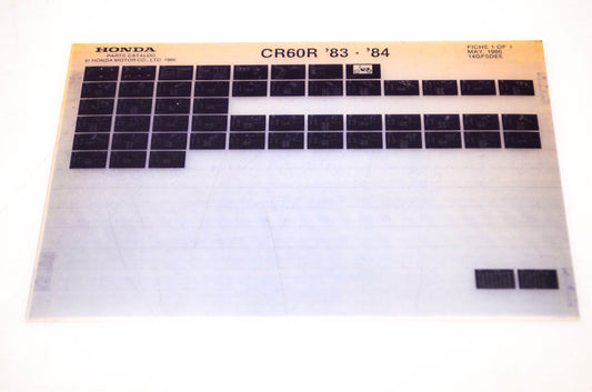 OEM Honda CR60R 1986/May '83 - '84 Parts Catalog Microfiche