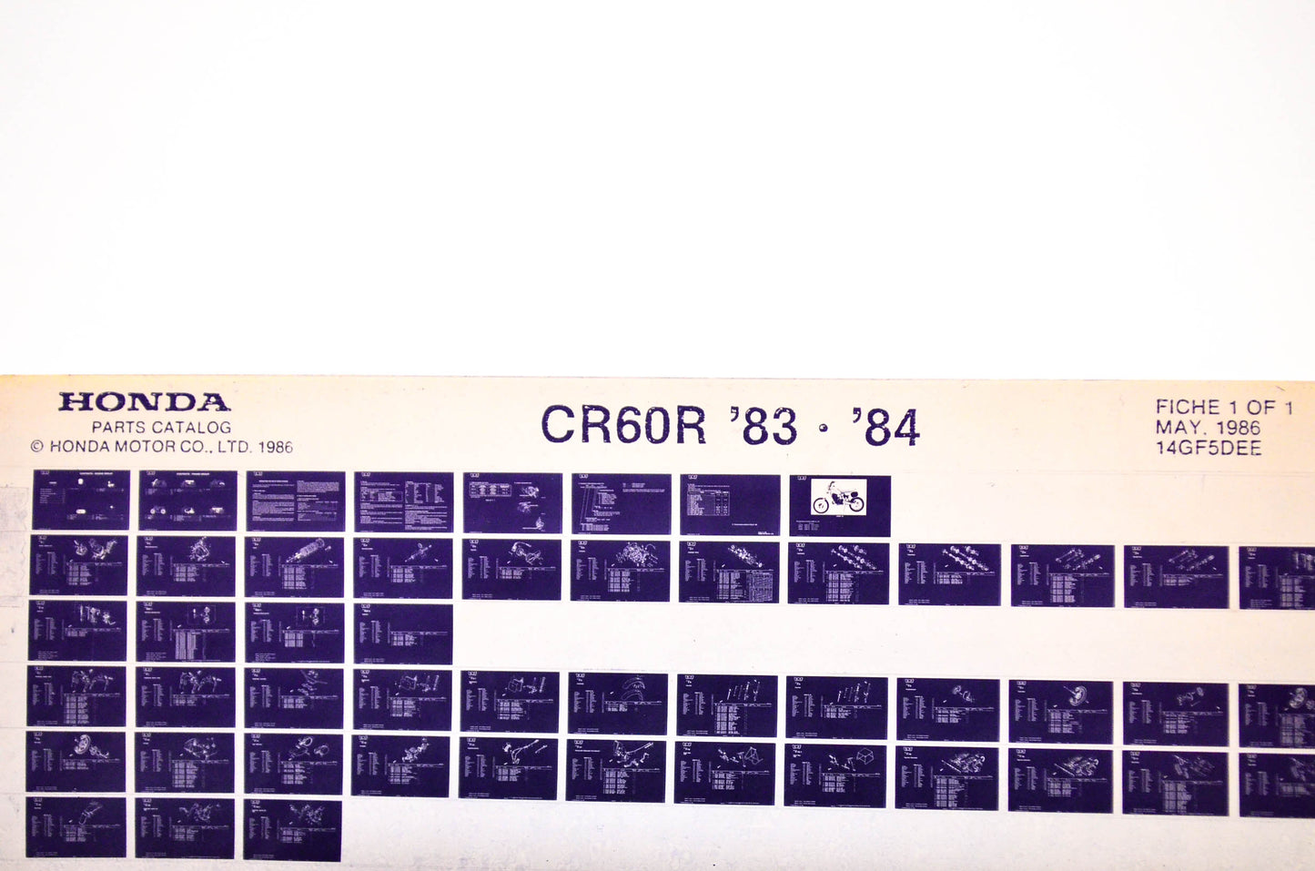 OEM Honda CR60R 1986/May '83 - '84 Parts Catalog Microfiche
