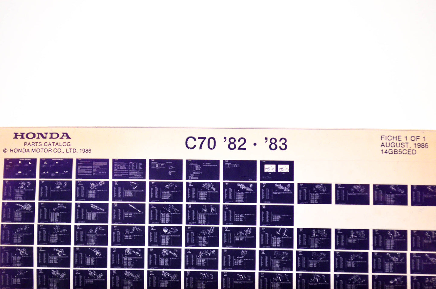 OEM Honda C70 1986/August '82 - '83 Parts Catalog Microfiche