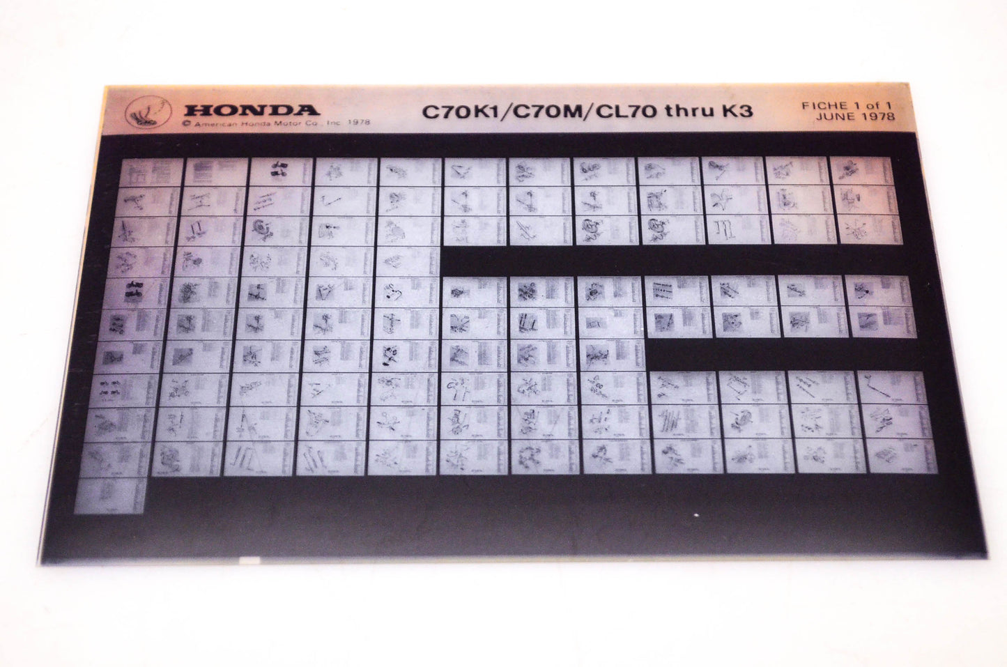 OEM Honda C70K1/C70M/CL70 - K3 1978/June '78 Parts Catalog Microfiche