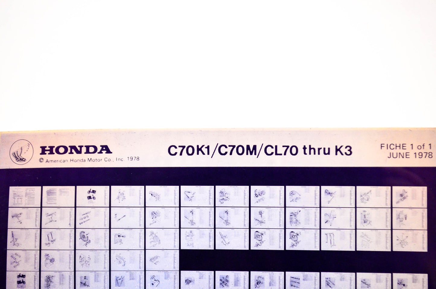 OEM Honda C70K1/C70M/CL70 - K3 1978/June '78 Parts Catalog Microfiche