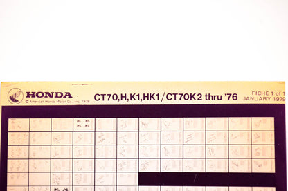 OEM Honda CT70,H,K1,HK1/CT70K2 1979/January '76 Parts Catalog Microfiche