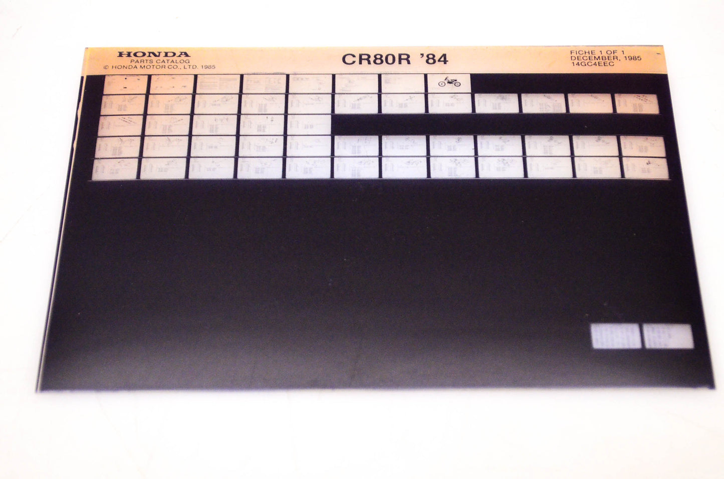 OEM Honda CR80 R 1985/December '84 Parts Catalog Microfiche