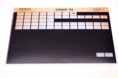 OEM Honda CR80 R 1985/December '84 Parts Catalog Microfiche
