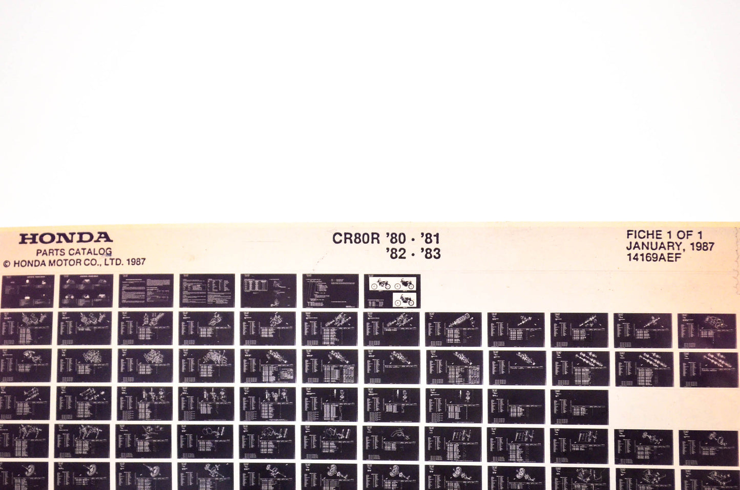 OEM Honda CR80 R 1987/January '80 - '83 Parts Catalog Microfiche
