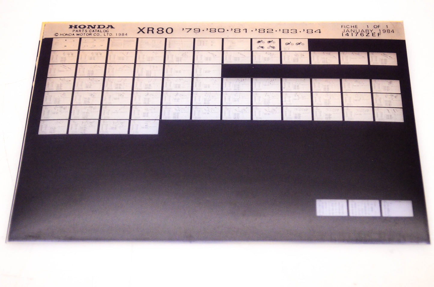 OEM Honda XR80 1984/January '79 - '84 Parts Catalog Microfiche
