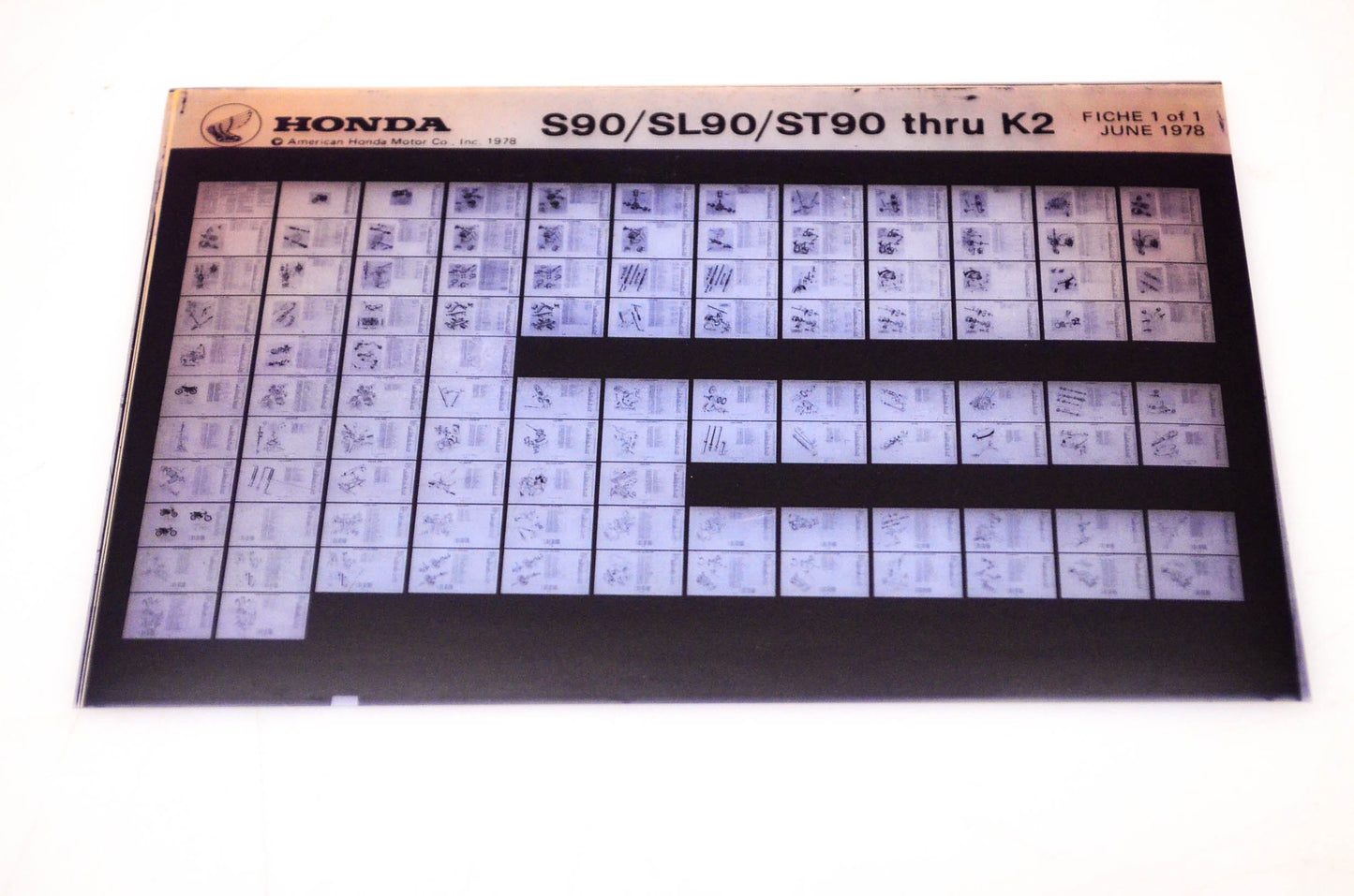 OEM Honda S90/SL90/ST90 - K2 1978/June '78 Parts Catalog Microfiche