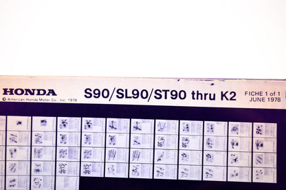OEM Honda S90/SL90/ST90 - K2 1978/June '78 Parts Catalog Microfiche