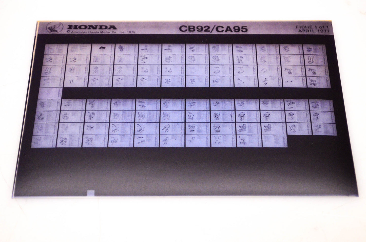 OEM Honda CB92/CA95 1977/April '77 Parts Catalog Microfiche