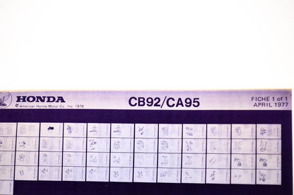 OEM Honda CB92/CA95 1977/April '77 Parts Catalog Microfiche