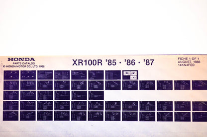 OEM Honda XR100R 1986/August '85 - '87 Parts Catalog Microfiche