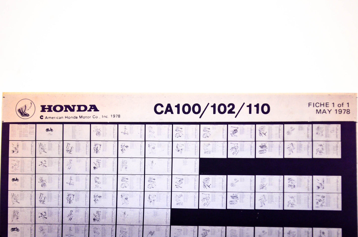 OEM Honda CA100/102/110 1978/May '78 Parts Catalog Microfiche