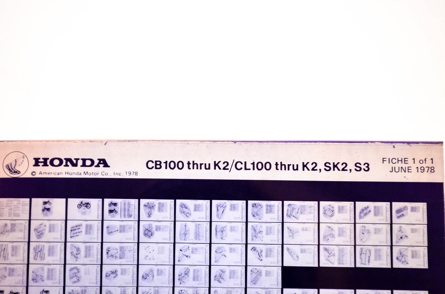 OEM Honda CB100 - K2/CL100 - K2,SK2,S3 1978/June '78 Parts Catalog Microfiche