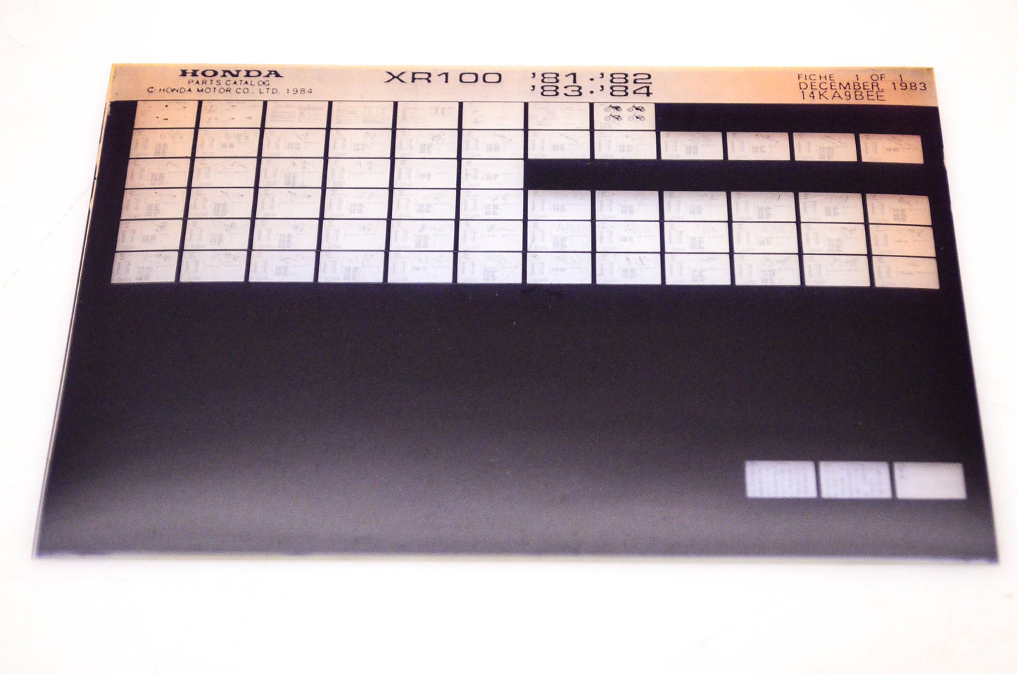 OEM Honda XR100 1983/December '81 - '84 Parts Catalog Microfiche