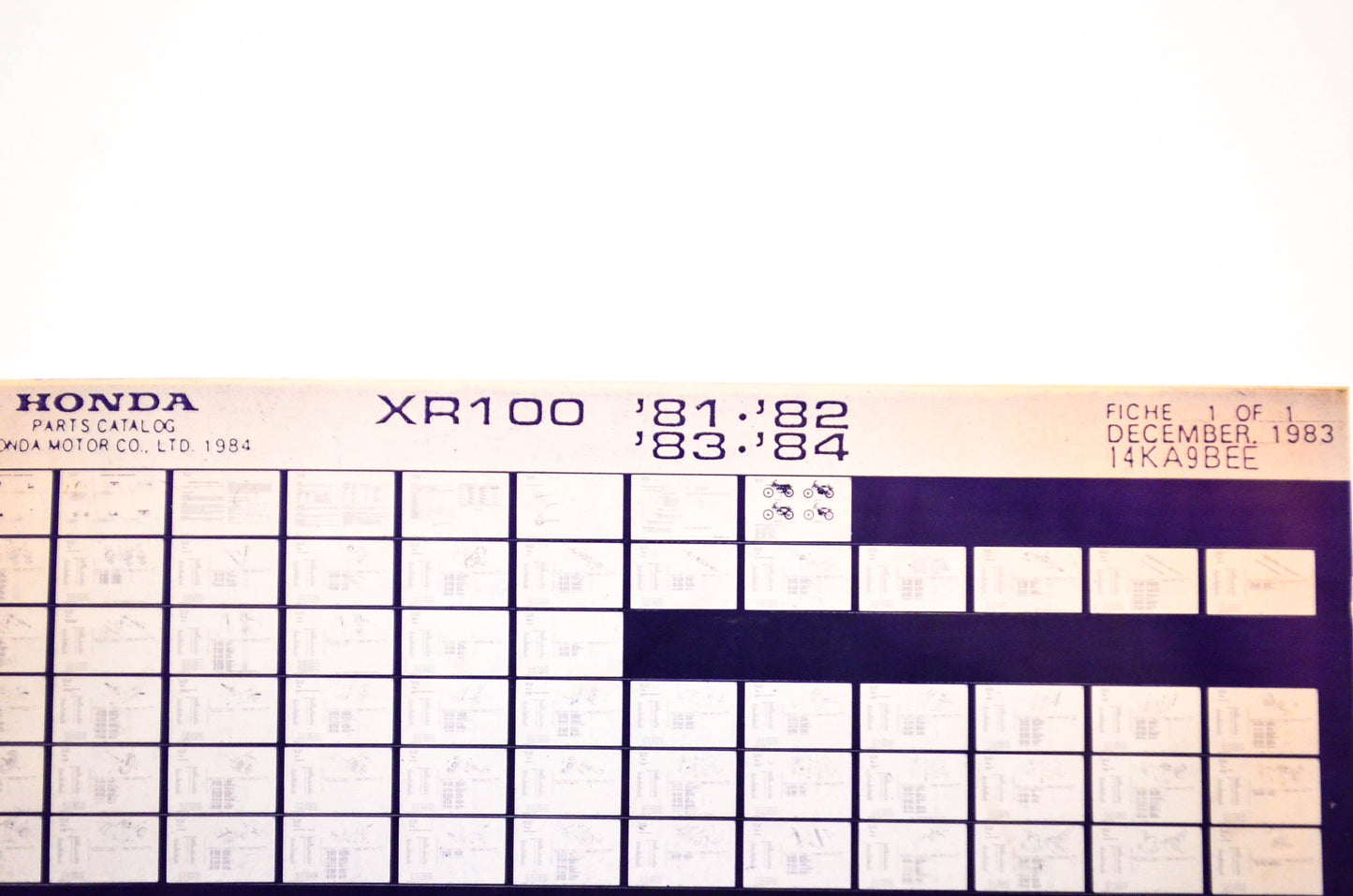 OEM Honda XR100 1983/December '81 - '84 Parts Catalog Microfiche