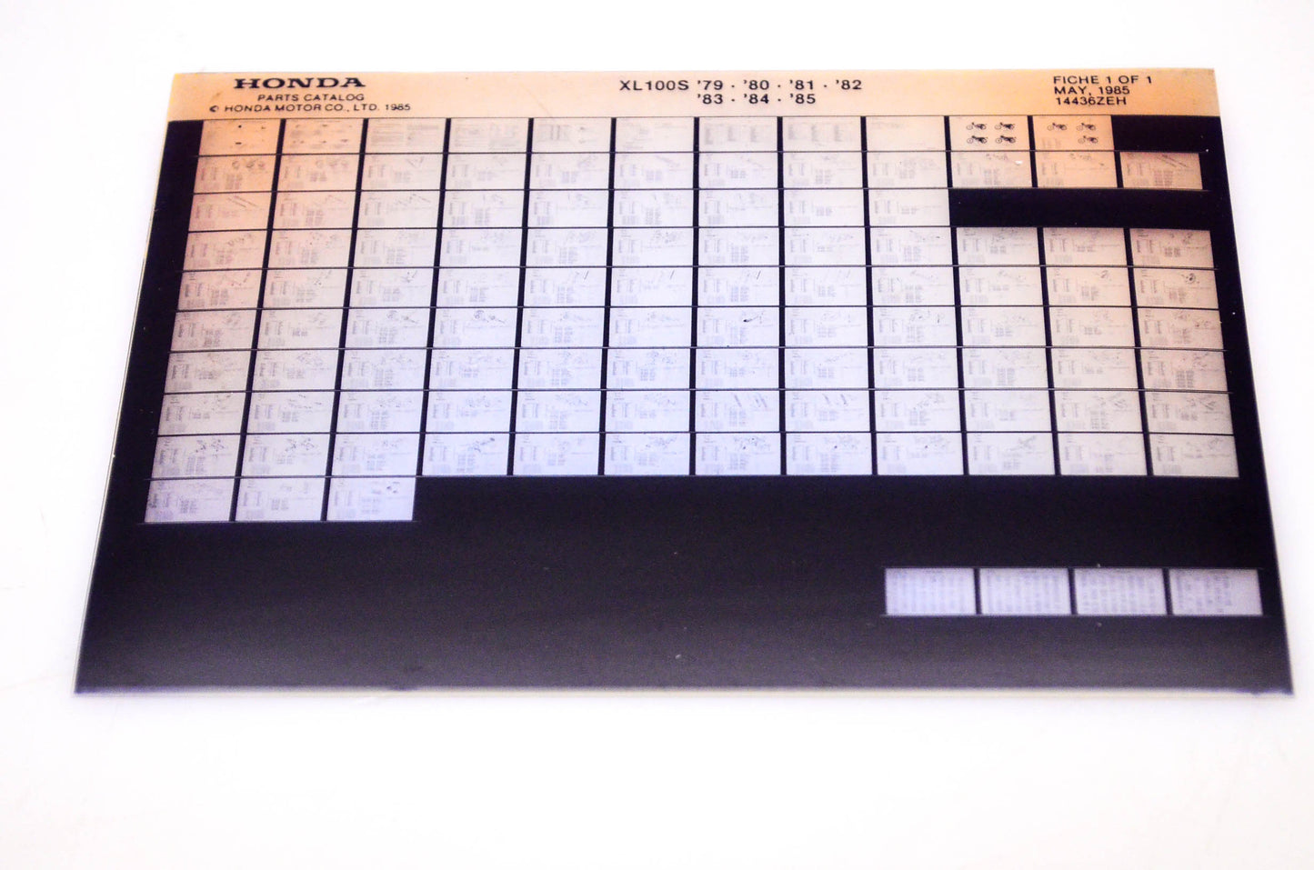 OEM Honda XL100S 1985/May '79 - '85 Parts Catalog Microfiche