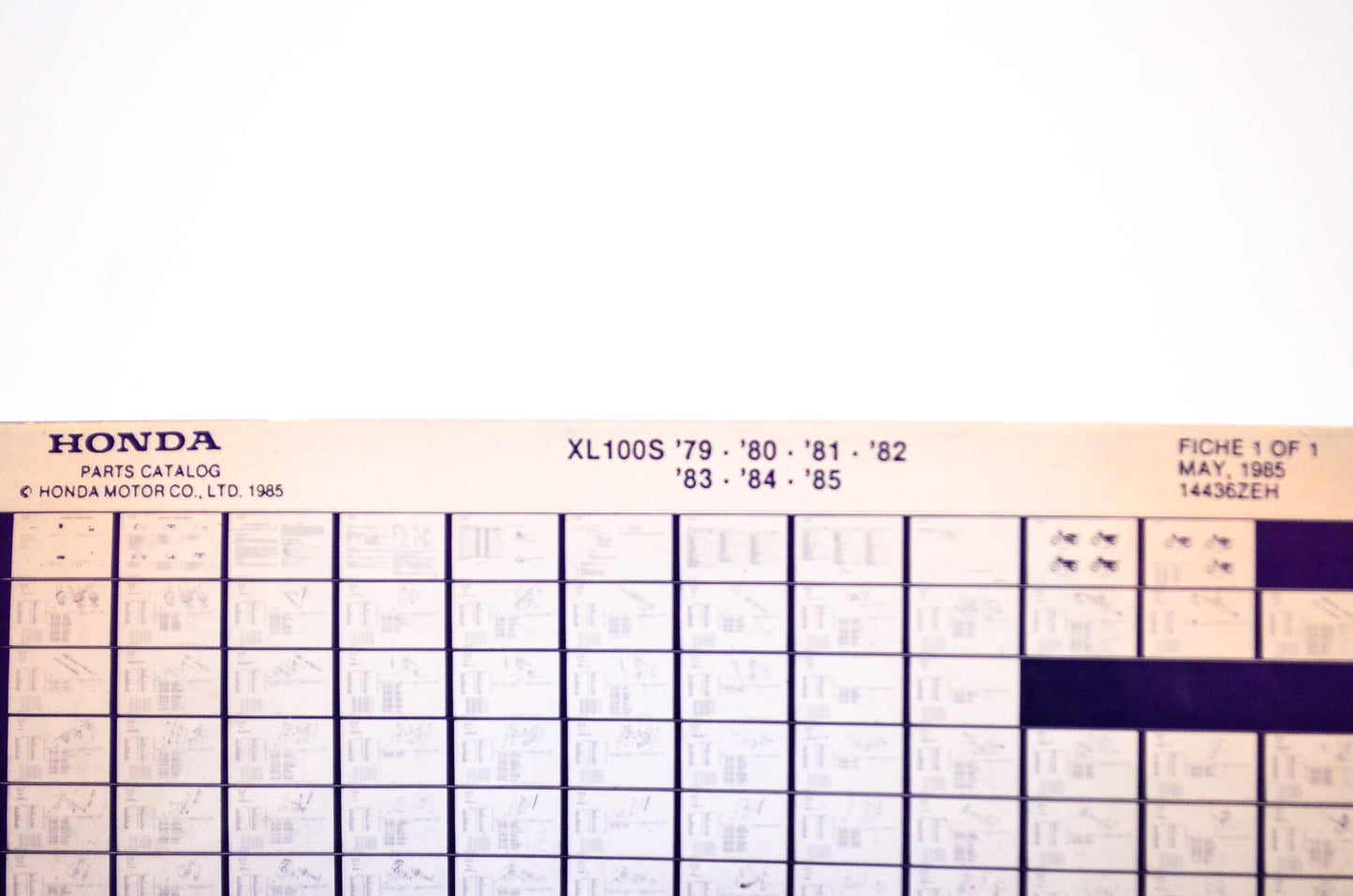 OEM Honda XL100S 1985/May '79 - '85 Parts Catalog Microfiche