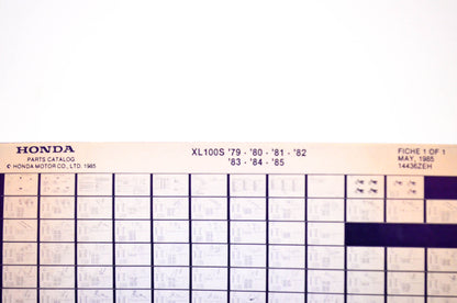 OEM Honda XL100S 1985/May '79 - '85 Parts Catalog Microfiche