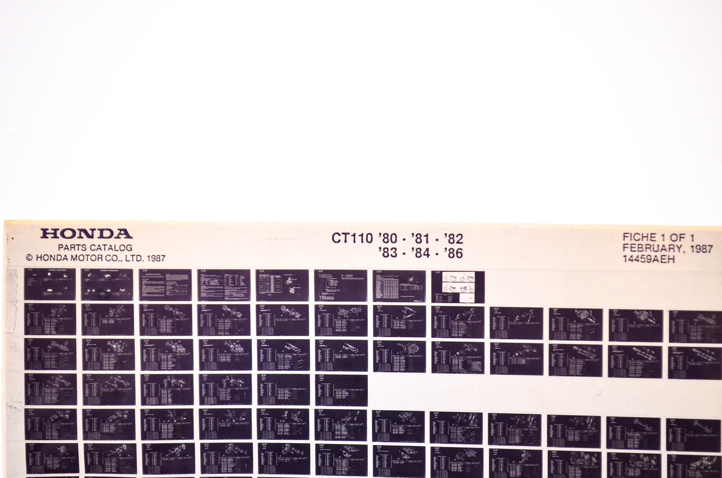 OEM Honda CT 110 1987/February '80 - '86 Parts Catalog Microfiche