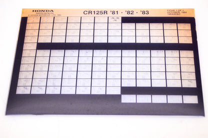 OEM Honda CR 125R 1984/October '81 - '83 Parts Catalog Microfiche