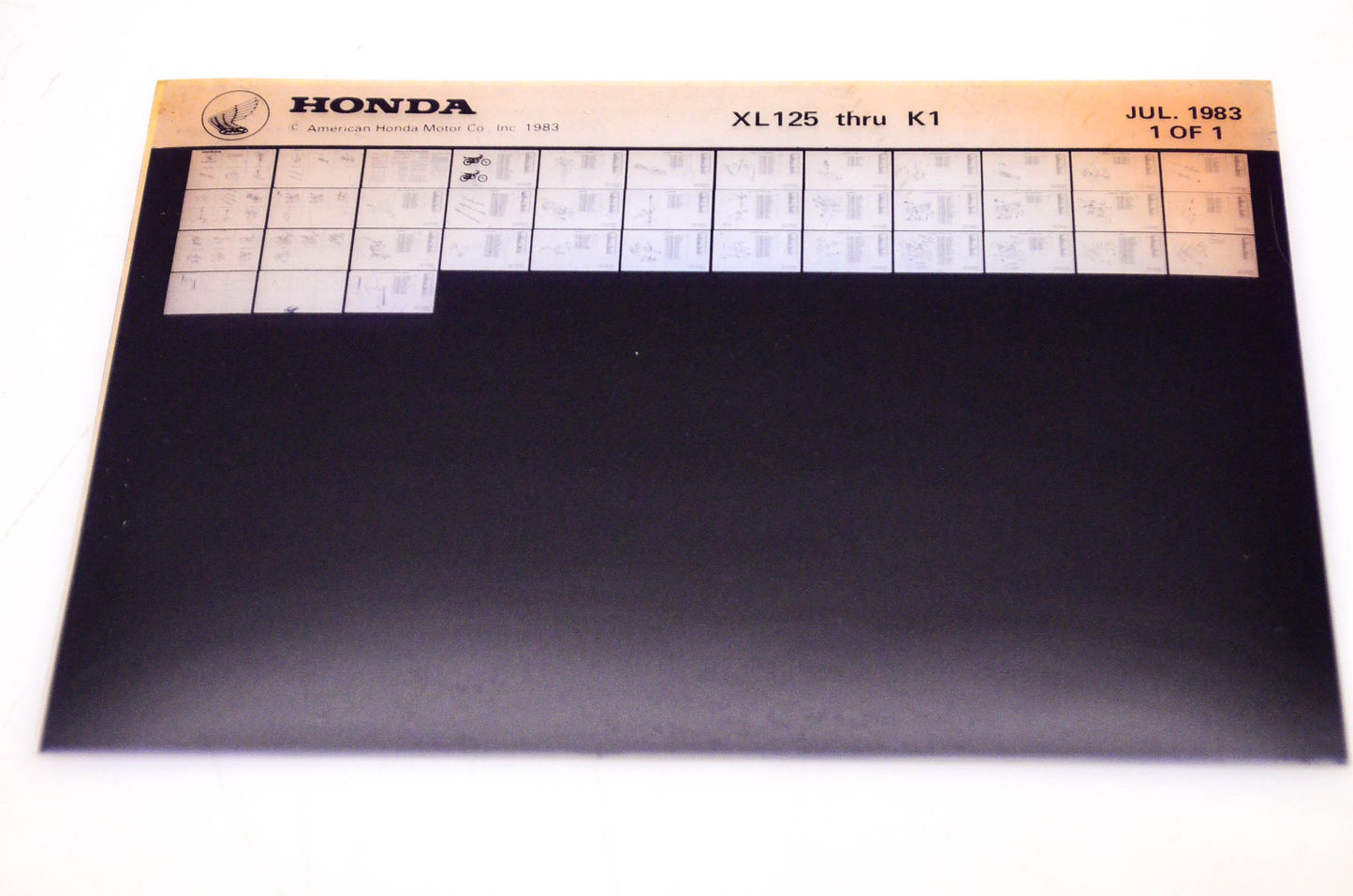 OEM Honda XL125 - K1 1983/July '83 Parts Catalog Microfiche