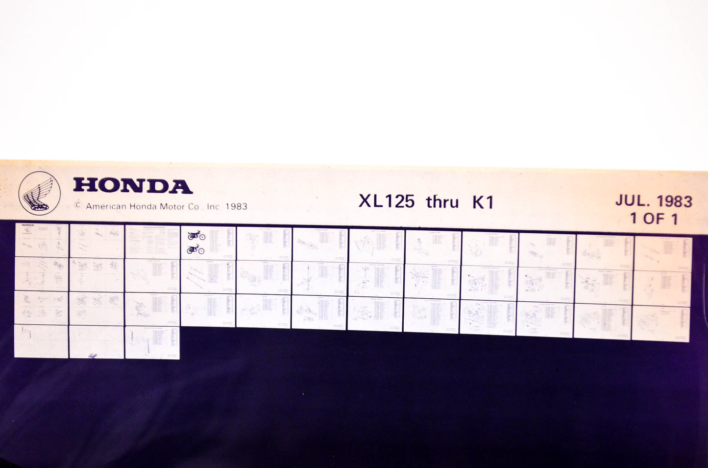 OEM Honda XL125 - K1 1983/July '83 Parts Catalog Microfiche