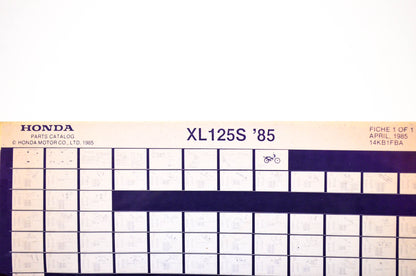 OEM Honda XL 125S 1985/April '85 Parts Catalog Microfiche