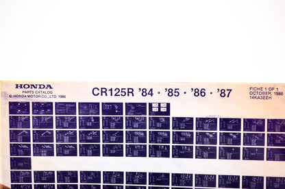 OEM Honda CR125R 1986/October '84 - '87 Parts Catalog Microfiche