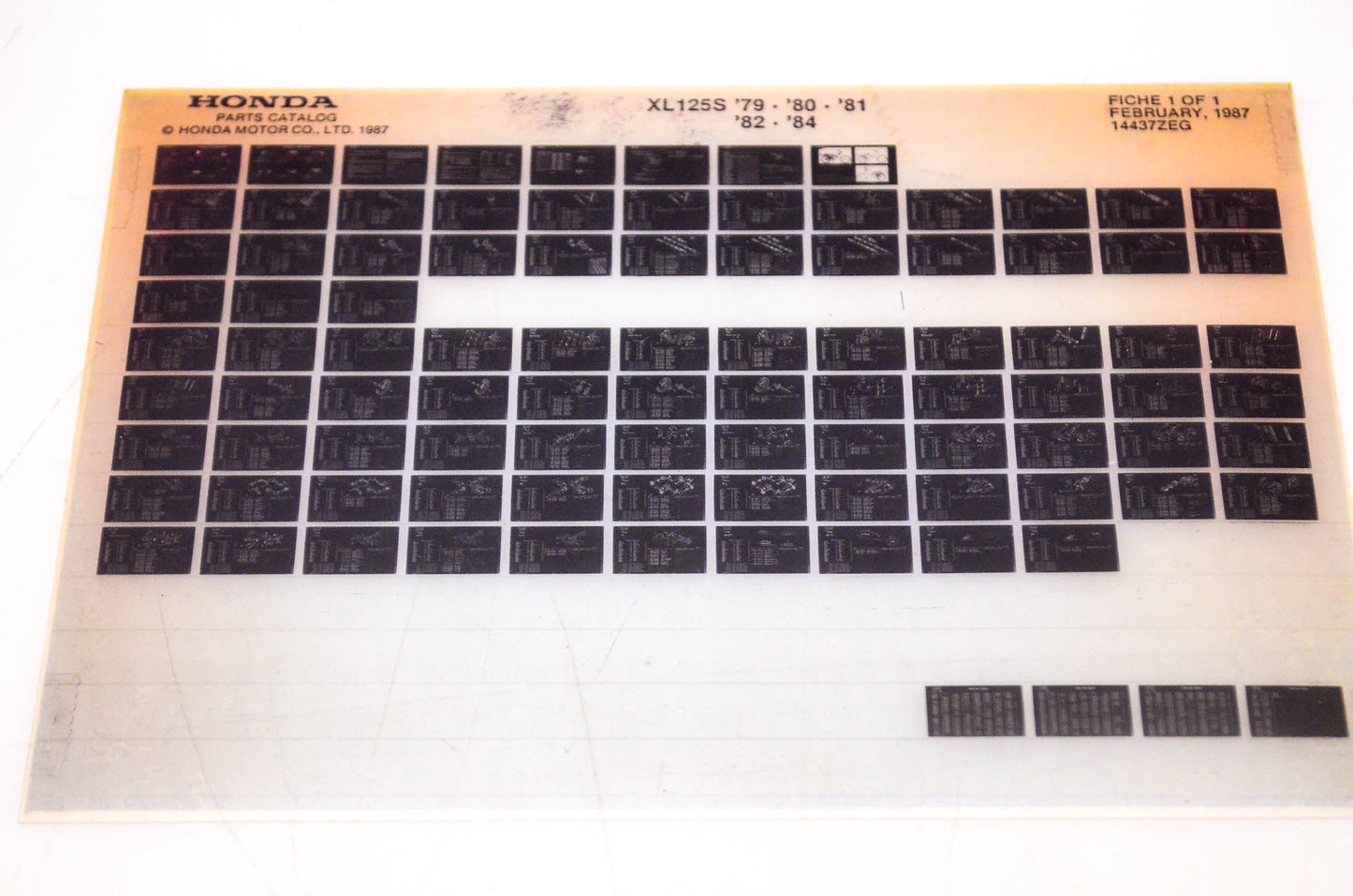 OEM Honda XL125S 1987/February '79 - '84 Parts Catalog Microfiche