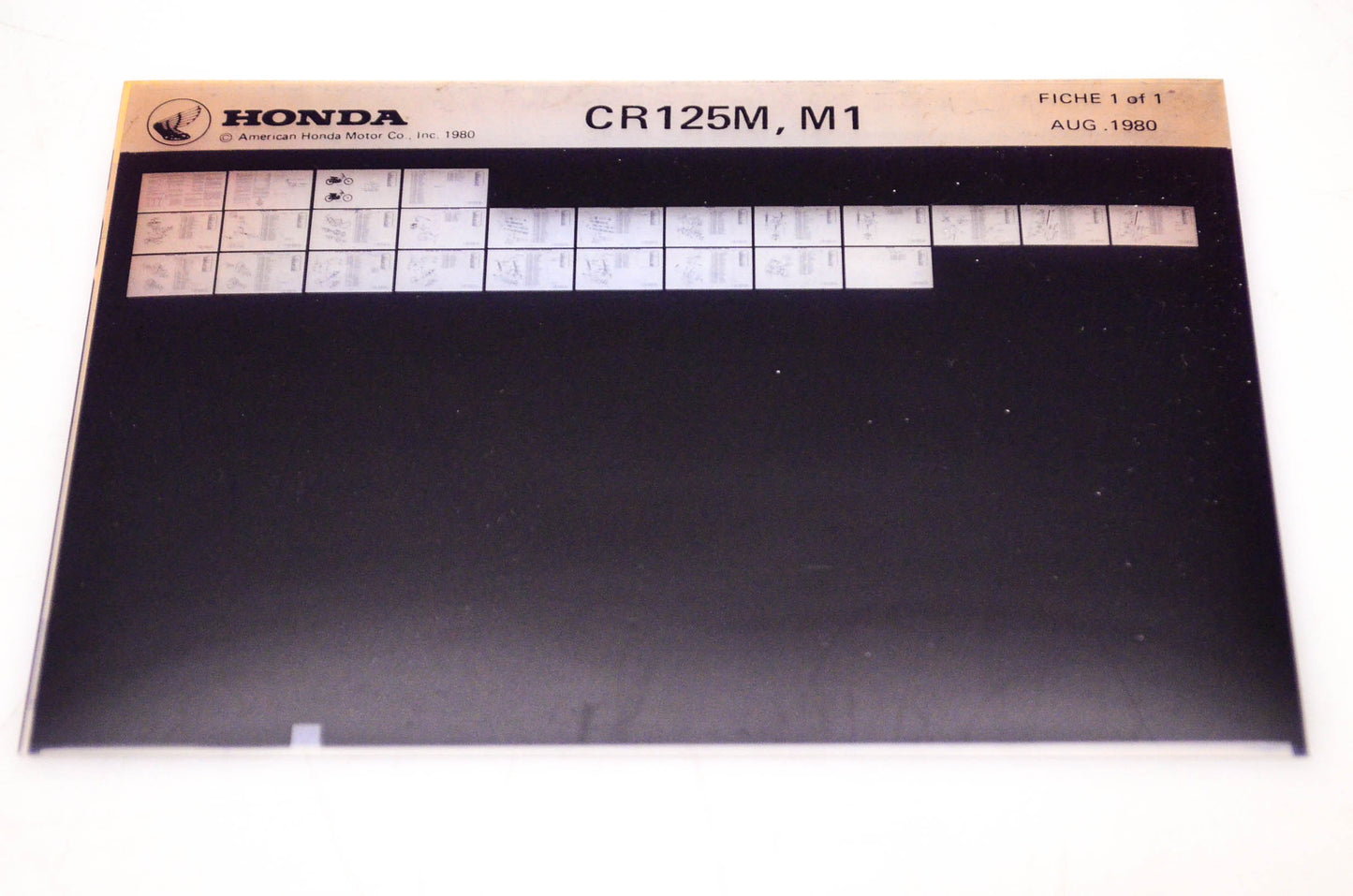 OEM Honda CR125M, M1 1980/August '80 Parts Catalog Microfiche