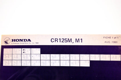 OEM Honda CR125M, M1 1980/August '80 Parts Catalog Microfiche