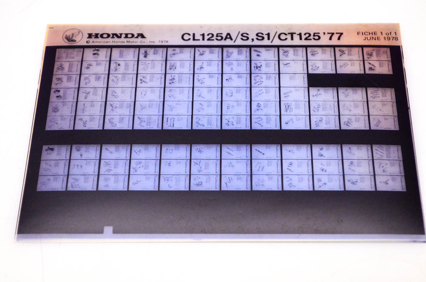 OEM Honda CL125A/S,S1/CT125 1978/June '77 Parts Catalog Microfiche