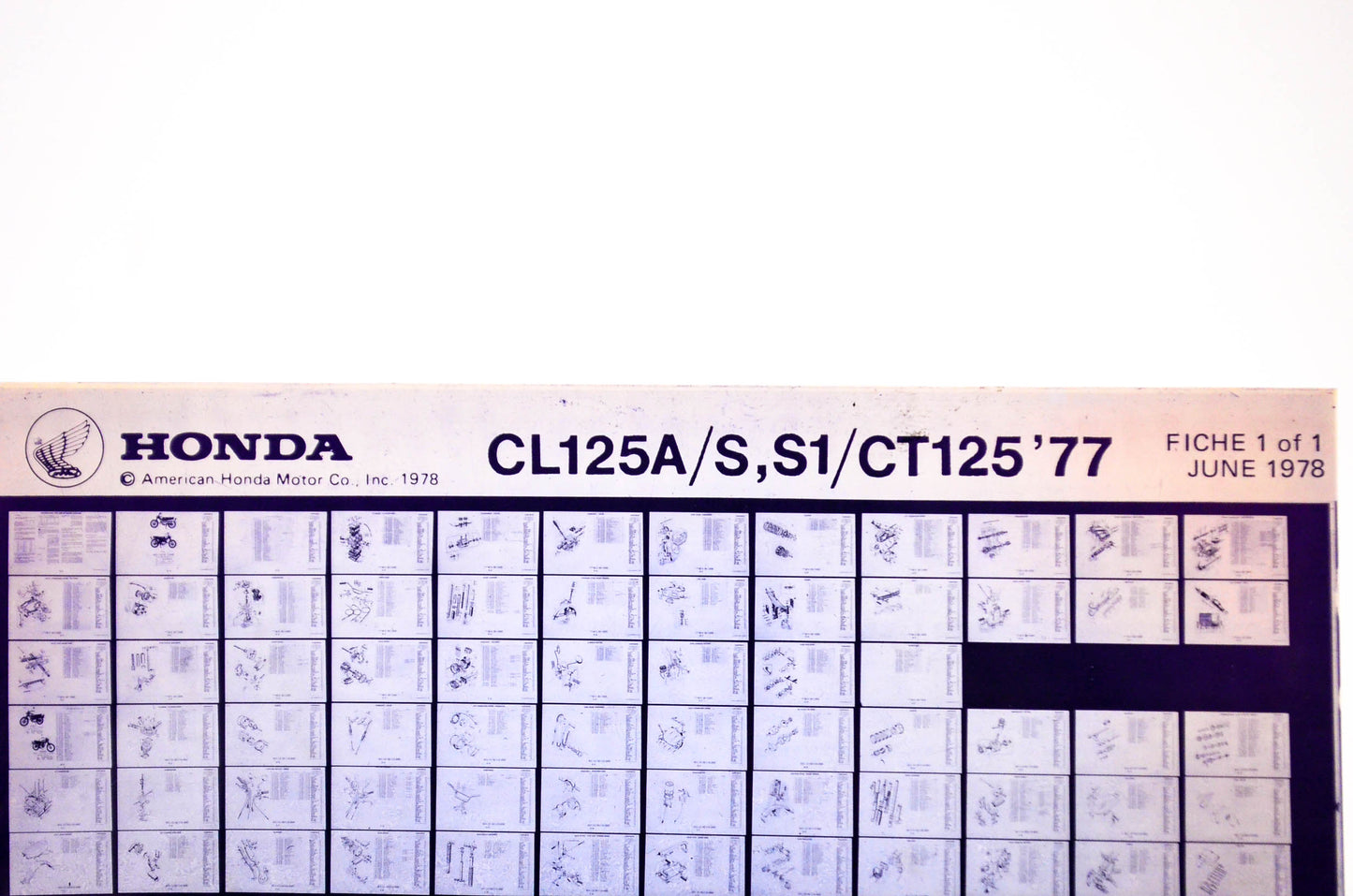 OEM Honda CL125A/S,S1/CT125 1978/June '77 Parts Catalog Microfiche