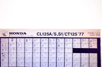 OEM Honda CL125A/S,S1/CT125 1978/June '77 Parts Catalog Microfiche