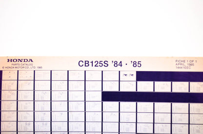 OEM Honda CB 125S 1985/April '84 - '85 Parts Catalog Microfiche