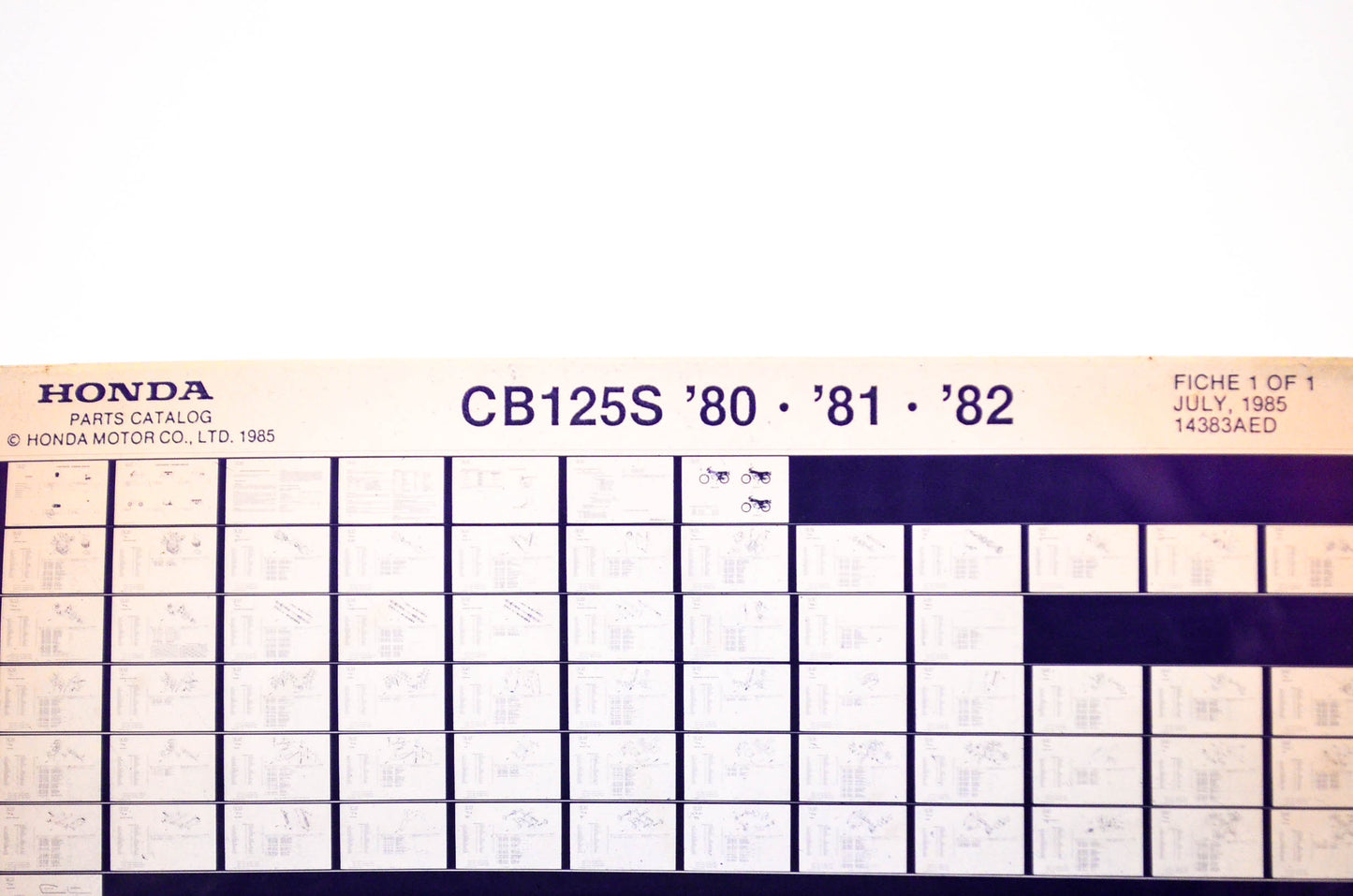 OEM Honda CB125S 1985/July '80 - '82 Parts Catalog Microfiche