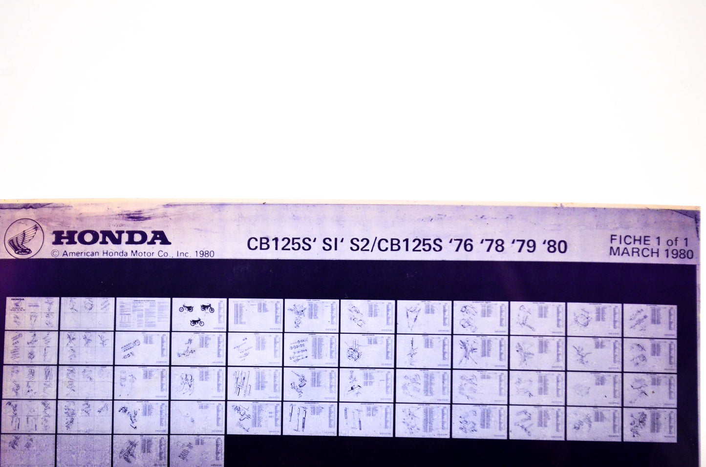 OEM Honda CB125S, SI, S2/CB125S 1980/March '76 - '80 Parts Catalog Microfiche