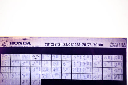 OEM Honda CB125S, SI, S2/CB125S 1980/March '76 - '80 Parts Catalog Microfiche