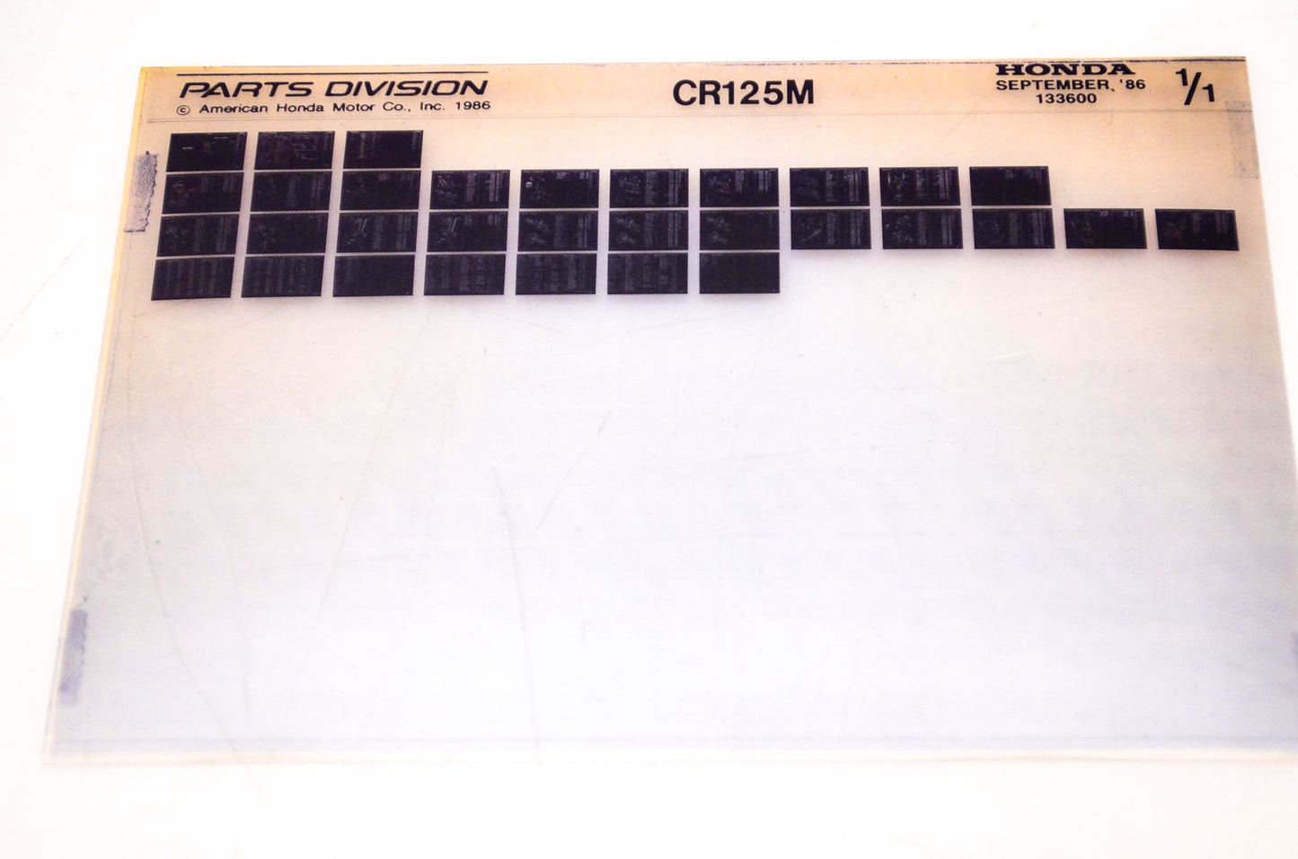OEM Honda CR125M 1986/September '86 Parts Catalog Microfiche
