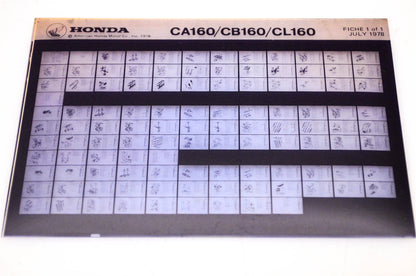 OEM Honda CA160/CB160/CL160 1978/July '80 Parts Catalog Microfiche